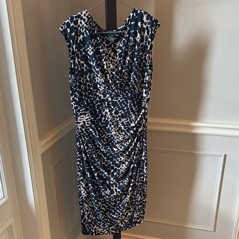 Lauren Ralph Lauren Blue and White Print Dress Size 10